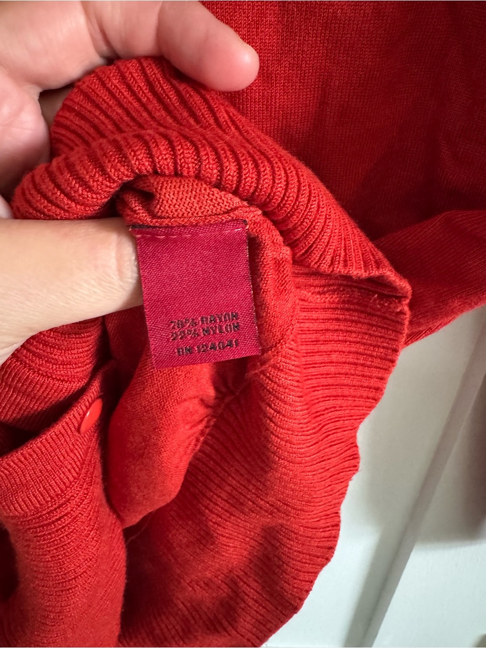 Women’s Red Ruffle-Trim Button Cardigan - Picture 3 of 4